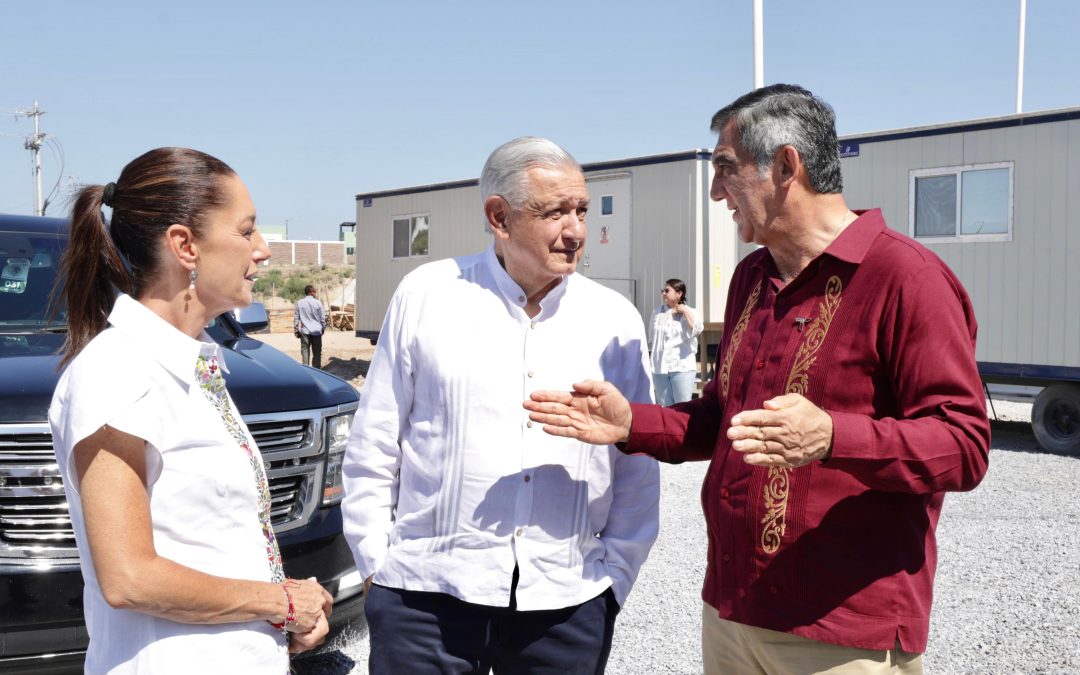 ENCABEZAN REUNIÓN EN NUEVO LAREDO EL PRESIDENTE LÓPEZ OBRADOR, LA PRESIDENTA ELECTA CLAUDIA SHEINBAUM Y EL GOBERNADOR AMÉRICO VILLARREAL