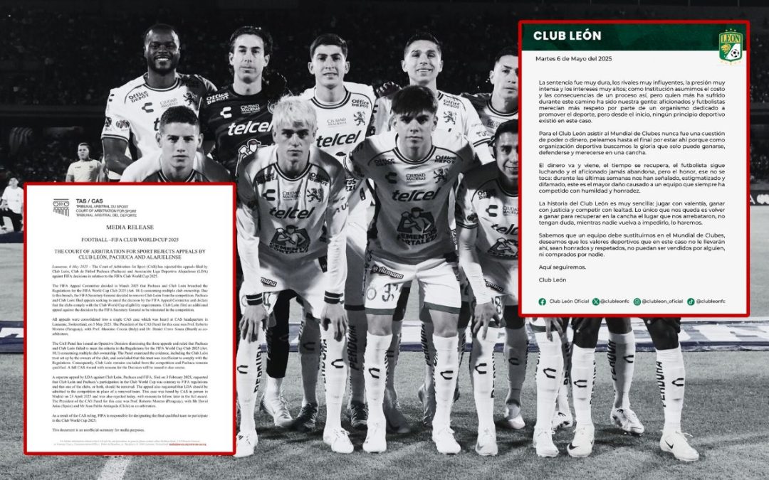 El Club León queda fuera del Mundial de Clubes tras decisión del TAS