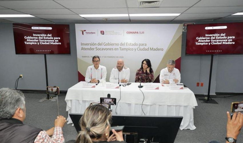Destina Gobierno de Tamaulipas 105 millones de pesos para atender problemática de socavones en Tampico y Ciudad Madero