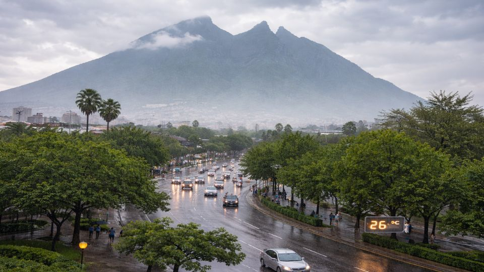 Clima en Monterrey: Llovizna y ambiente fresco por la mañana; máxima de 26°C