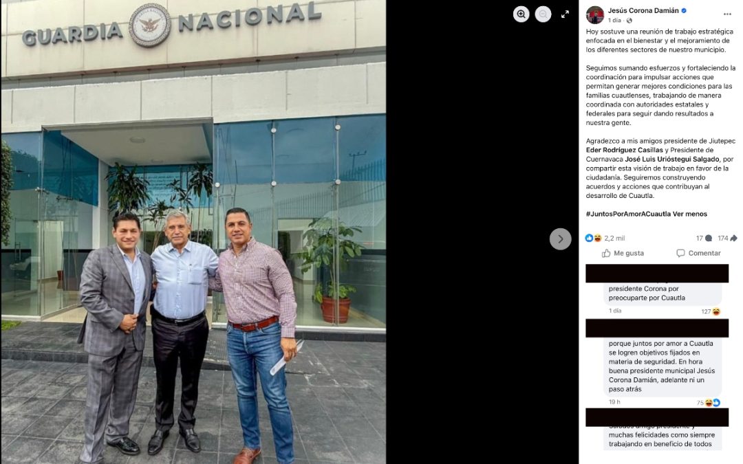 Alcalde prófugo de Cuautla visitó instalaciones de la Guardia Nacional horas antes de darse a la fuga
